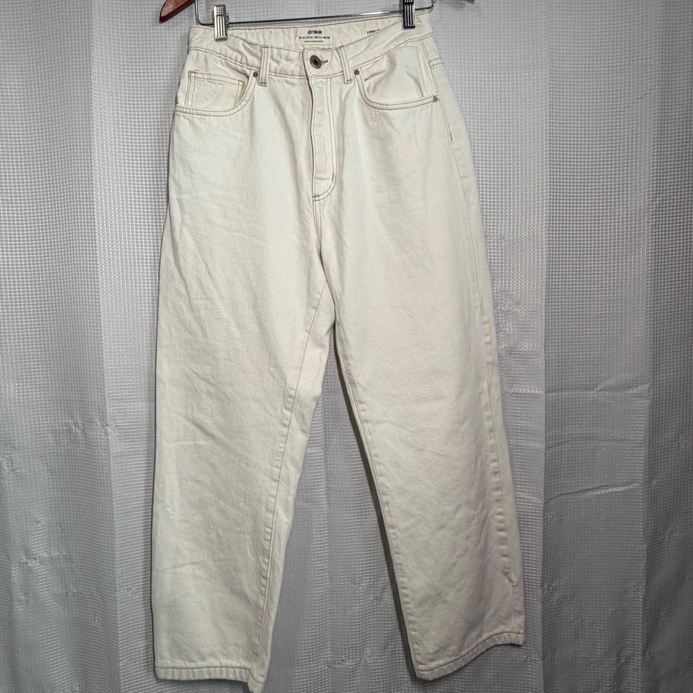 Cotton On Long Straight Leg Jeans 6‎ Off-White High Rise Denim